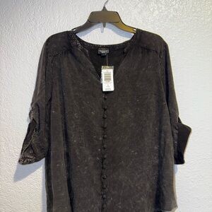 Torrid Charcoal Button-Front Blouse